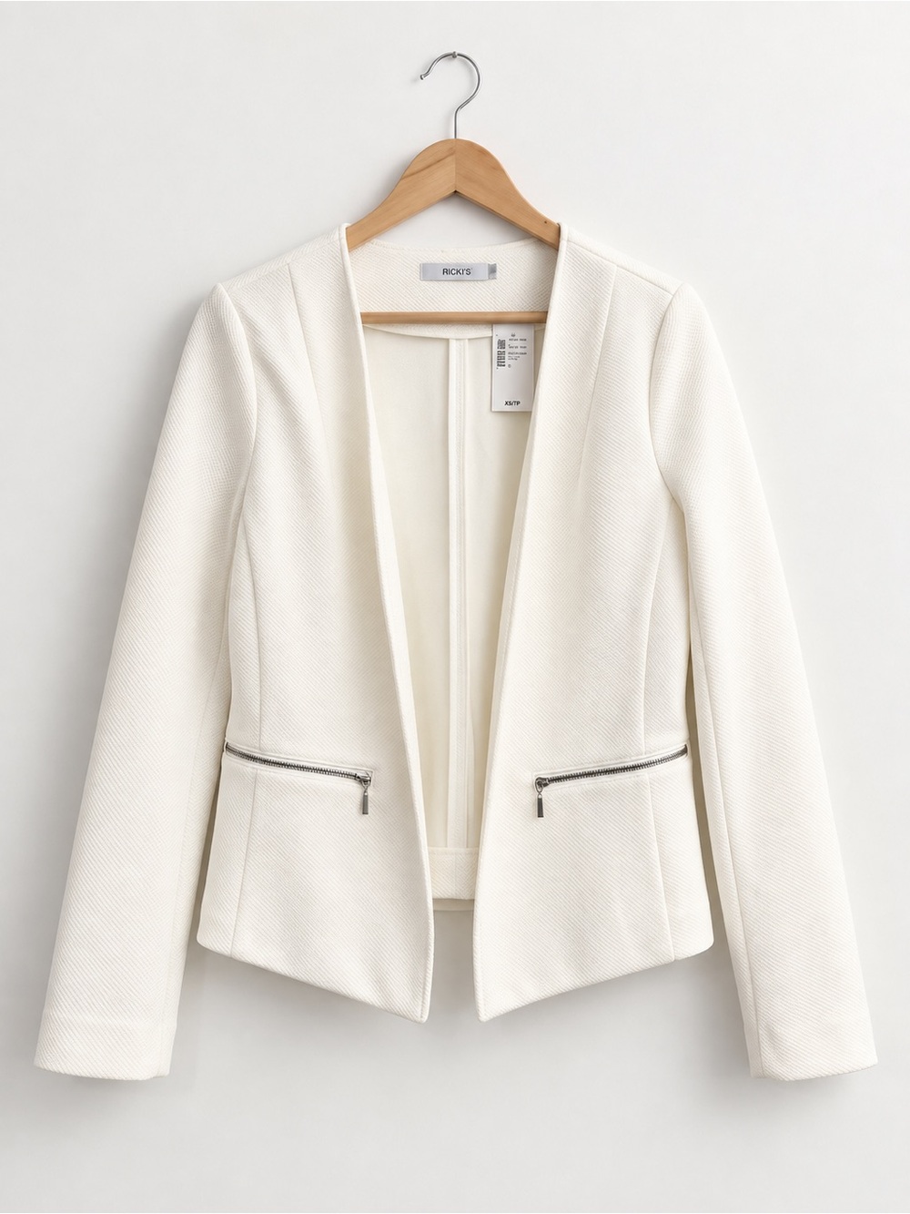 Ricki’s Ivory Textured Open Front Blazer | L | NWT